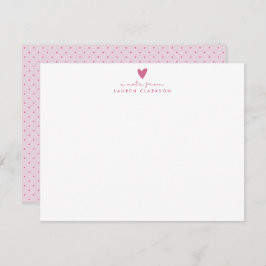 Pink Heart Polka Dot Valentine’s Day Note Card Einladung