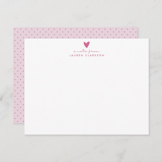 Pink Heart Polka Dot Valentine’s Day Note Card Einladung (Vorne/Hinten)