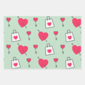 Pink Heart Postcard Pastel Geschenkpapier Set (Vorderseite 3)