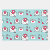 Pink Heart Postcard Pastel Geschenkpapier Set (Vorderseite)