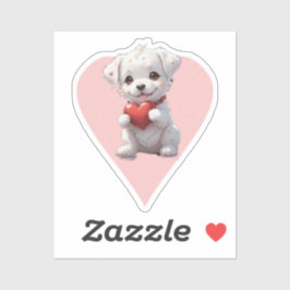 pink heart puppy aufkleber