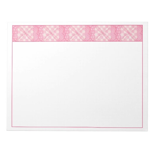 PINK HEART QUILT 11x8.5 Notepad Notizblock (Vorderseite)