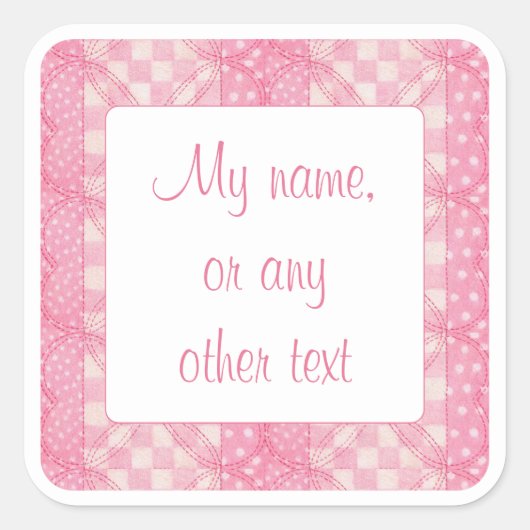 PINK HEART QUILT 3" Square Matte Stickers (Vorderseite)
