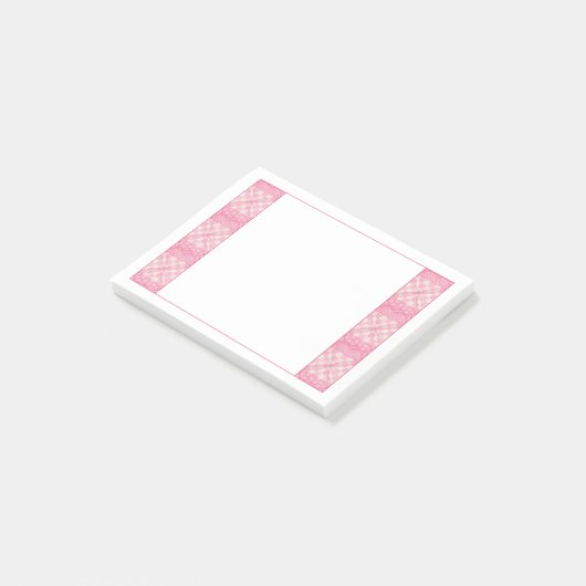 PINK HEART QUILT 4x3 Post It Notepad Post-it Klebezettel (angewinkelt)