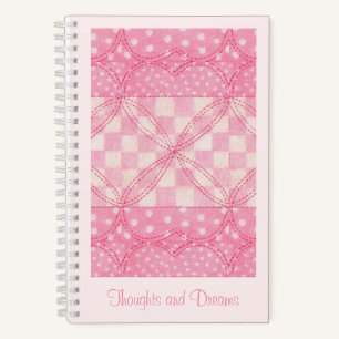 PINK HEART QUILT 5.5x8.5 Notebook + Text / Pink Notizblock