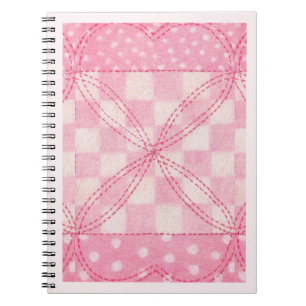 PINK HEART QUILT 6.5x8.75 Spiral Notebook / Pink Notizblock