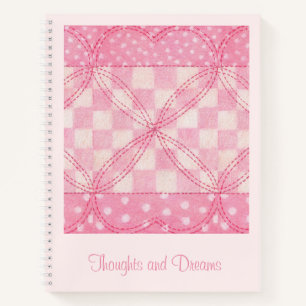 PINK HEART QUILT 8.5x11 Notebook + Text / Rosa Notizblock