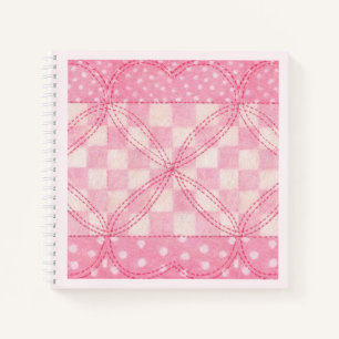 PINK HEART QUILT 8.5x8.5 SpiralNotebook / Pink Notizblock