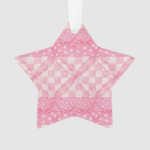 PINK HEART QUILT Acryl Star Ornament
