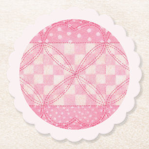 PINK HEART QUILT Bogenförmige runde Untersetzer /