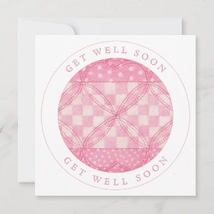 PINK HEART QUILT "Get well bald" Flachkarte Karte