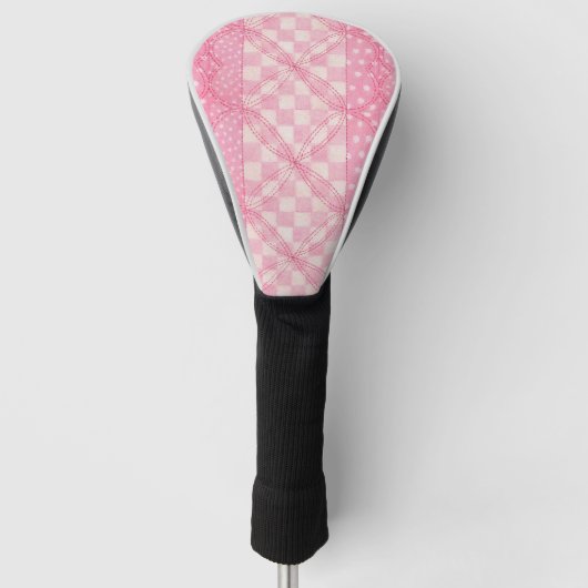 PINK HEART QUILT Golf Driver Cover Golf Headcover (Vorderseite)