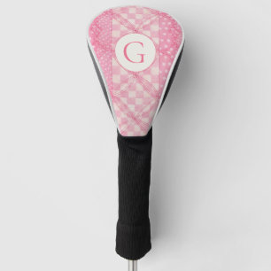 PINK HEART QUILT Golf Driver Cover + Initial Headcover