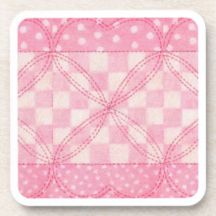 PINK HEART QUILT Hartplastik-Unterleger Getränkeuntersetzer