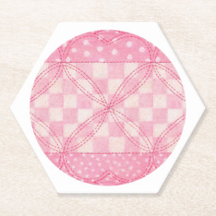 PINK HEART QUILT Hexagon Untersetzer