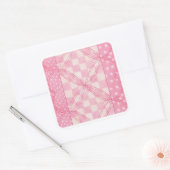 PINK HEART QUILT Large Square Stickers (Umschlag)