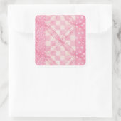 PINK HEART QUILT Large Square Stickers (Tasche)
