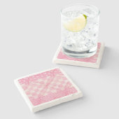 PINK HEART QUILT Marmorstein Untersetzer (Seitenansicht)
