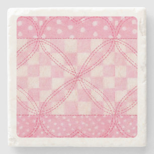 PINK HEART QUILT Marmorstein Untersetzer