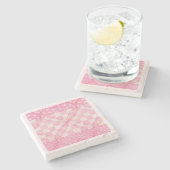 PINK HEART QUILT Marmorstein Untersetzer / Rosa (Seitenansicht)