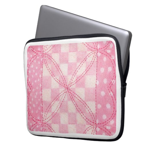 PINK HEART QUILT Notebook-Sieb Laptopschutzhülle (Vorderseite Links)