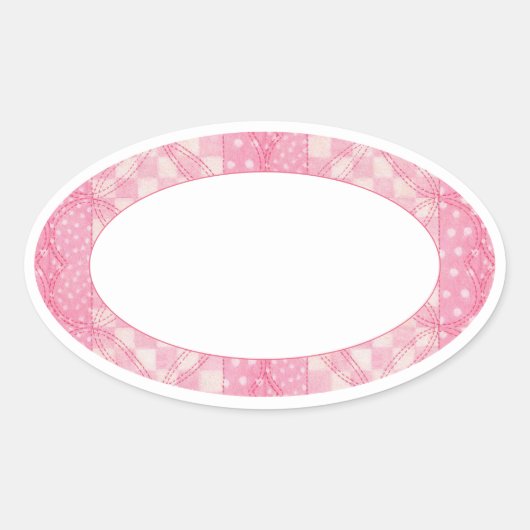 PINK HEART QUILT Oval Matte Stickers (Vorderseite)