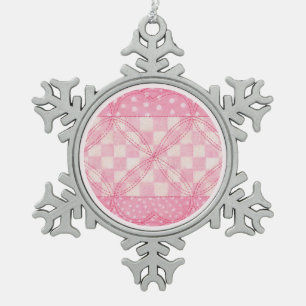 PINK HEART QUILT Pfefferschneeflocken Ornament / R