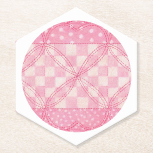 PINK HEART QUILT Pointy Hexagon Paper Untersetzer