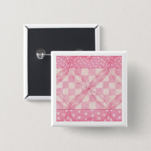 PINK HEART QUILT Quadratischer Pin-Button Button