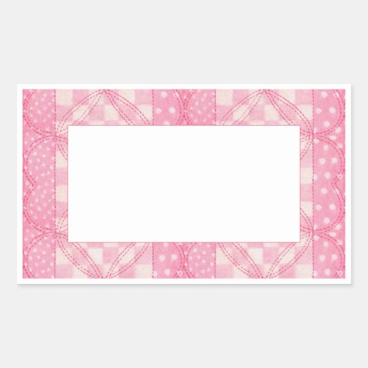 PINK HEART QUILT Rectangle Matte Stickers (Vorderseite)