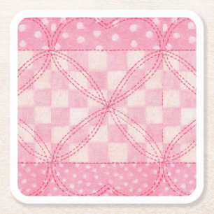 PINK HEART QUILT Square Paper Untersetzer