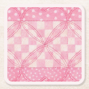 PINK HEART QUILT Square Paper Untersetzer / Pink