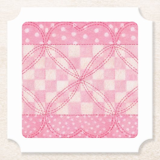 PINK HEART QUILT Ticket Paper Untersetzer (Vorderseite)