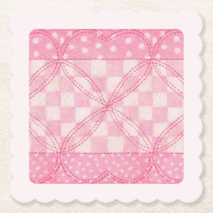 PINK HEART QUILT Untersetzer mit quadratischer Ska