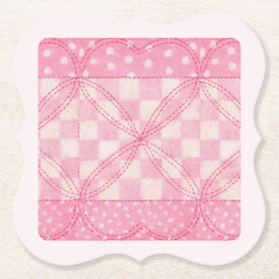 PINK HEART QUILT, Untersetzer Papier / rosa