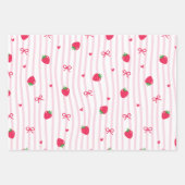 Pink Heart Ribbon Cherries Geschenkpapier Set (Vorderseite 2)