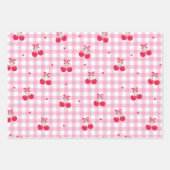 Pink Heart Ribbon Cherries Geschenkpapier Set (Vorderseite)