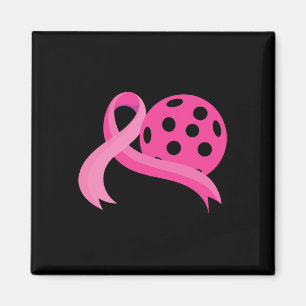 Pink Heart Ribbon Pickleball Breast Cancer Awarene Magnet