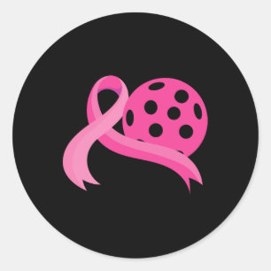Pink Heart Ribbon Pickleball Breast Cancer Awarene Runder Aufkleber