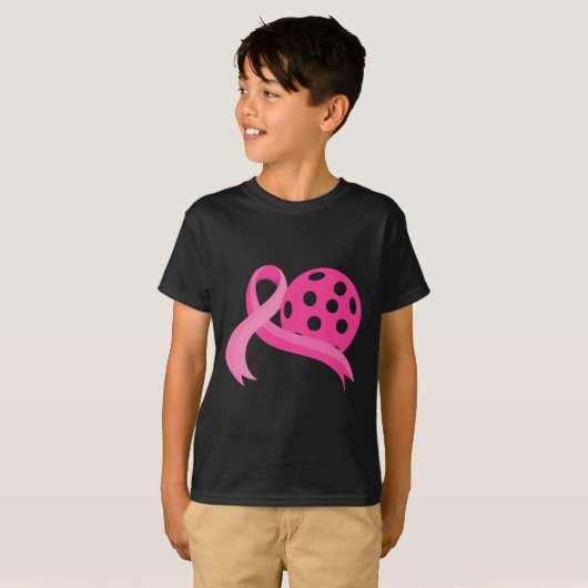 Pink Heart Ribbon Pickleball Breast Cancer Awarene T-Shirt (Vorne ganz)
