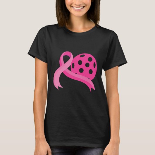Pink Heart Ribbon Pickleball Breast Cancer Awarene T-Shirt (Vorderseite)