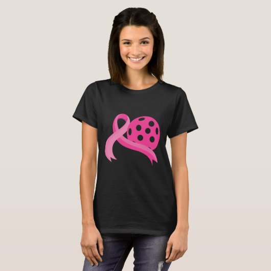 Pink Heart Ribbon Pickleball Breast Cancer Awarene T-Shirt (Vorne ganz)