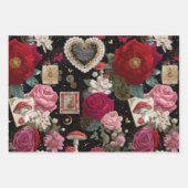 Pink Heart Rose Flowers Vintage Wrapping Geschenkpapier Set (Vorderseite 3)