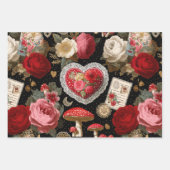 Pink Heart Rose Flowers Vintage Wrapping Geschenkpapier Set (Vorderseite)