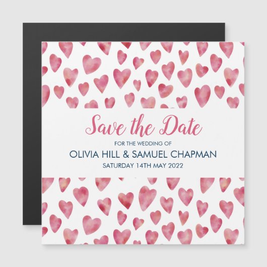 Pink Heart Save the Date Magnet (Vorne/Hinten)
