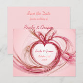 Pink Heart "Save the Date" Postkarte (Vorne/Hinten)