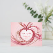 Pink Heart "Save the Date" Postkarte (Stehend Vorderseite)