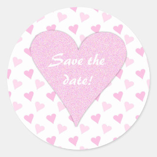 Pink Heart Save the Date Stickers