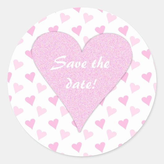 Pink Heart Save the Date Stickers (Vorderseite)