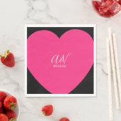 Pink Heart Script Paare Datum Hochzeit Serviette (Beispiel)